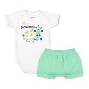 Conjunto para bebê body manga curta e short brinquedos