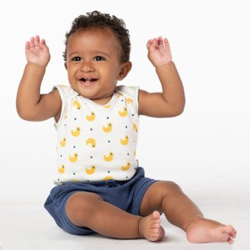 Conjunto para bebê body machão e short patinhos