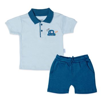 Conjunto para bebê camisa polo manga curta e bermuda cars