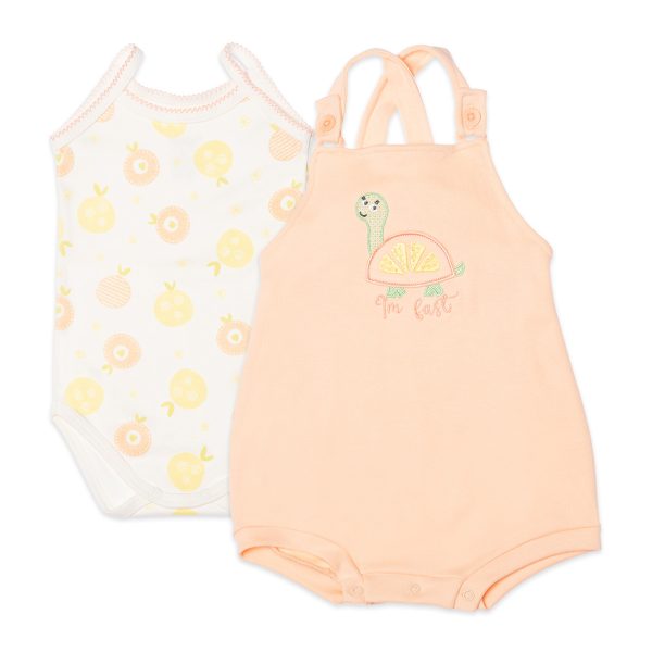 Conjunto para bebê body de alcinha e jardineira tartaruga