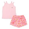 Conjunto infantil blusa alcinhas e short coração