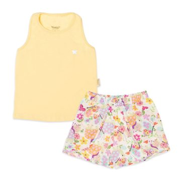 Conjunto infantil blusa regata e short magic gardem