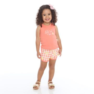 Conjunto infantil menina regata e short piquenique