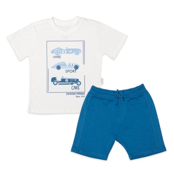 Conjunto infantil camisa manga curta e bermuda cars