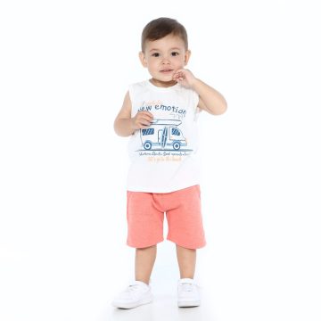 Conjunto infantil menino camiseta machão e bermuda motorhome