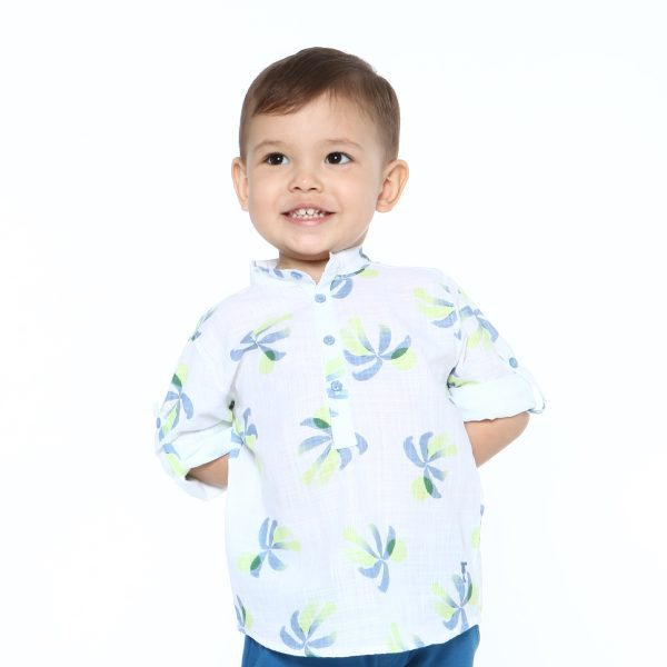 Camisa infantil manga longa tecido coqueiros