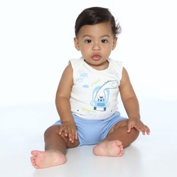 Conjunto para bebê menino body machão e short dino