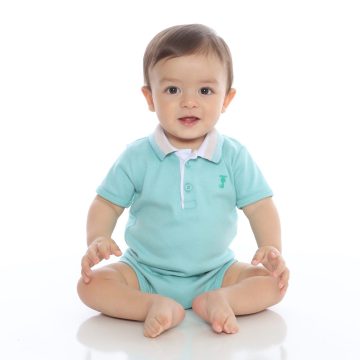 Body polo para bebê menino manga curta cãozinho