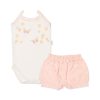 Conjunto para bebê menina body alcinha e short flores