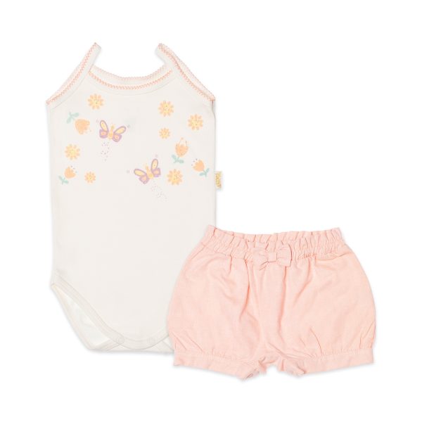 Conjunto para bebê menina body alcinha e short flores